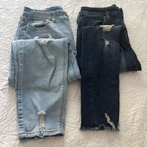 Women’s Jeans Bundle Size 30 (M) Straight Leg + Skinny Distressed Denim 2 Pair
